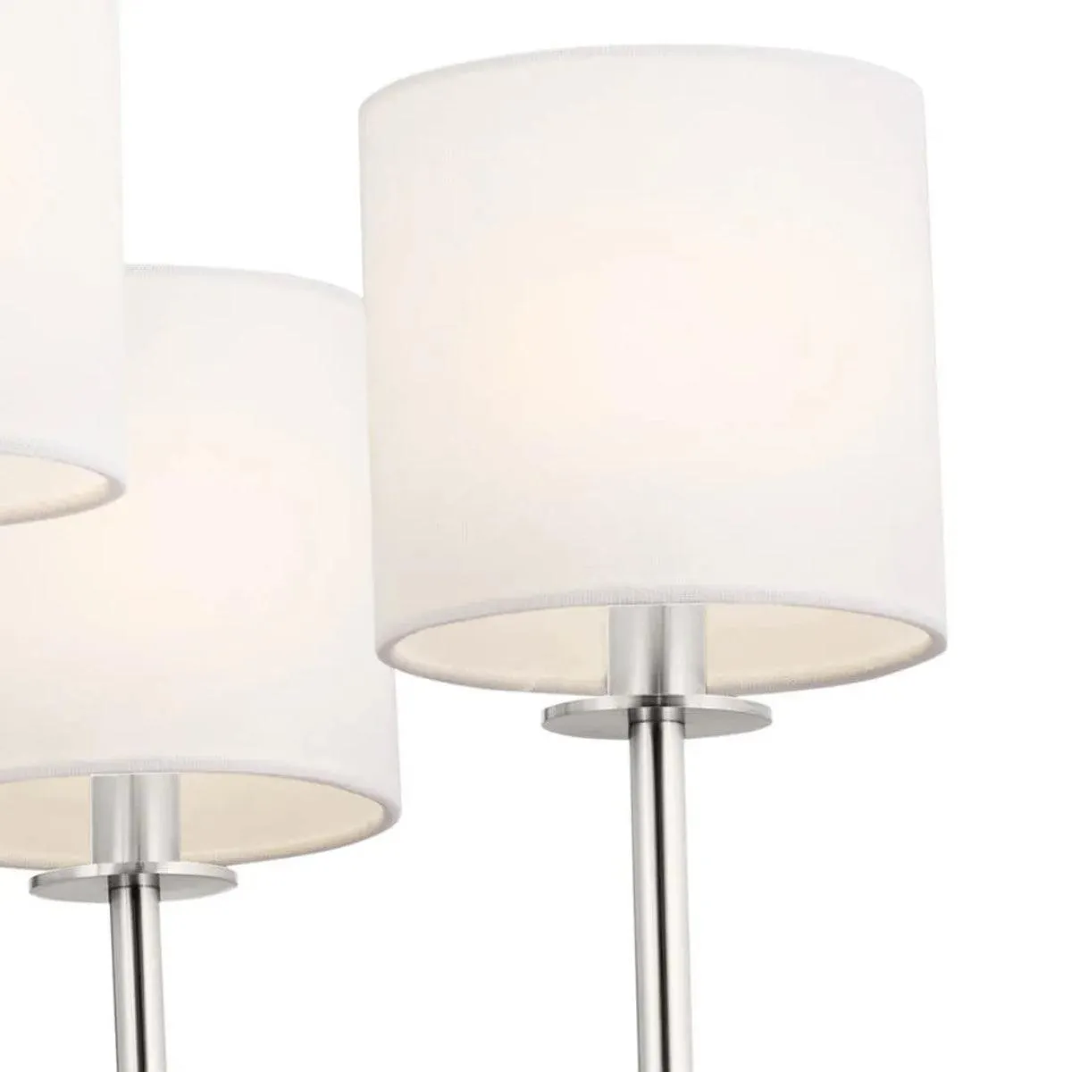 Ali 28" 6-Light Chandelier with Fabric Drum Shade, Polished Nickel Finish