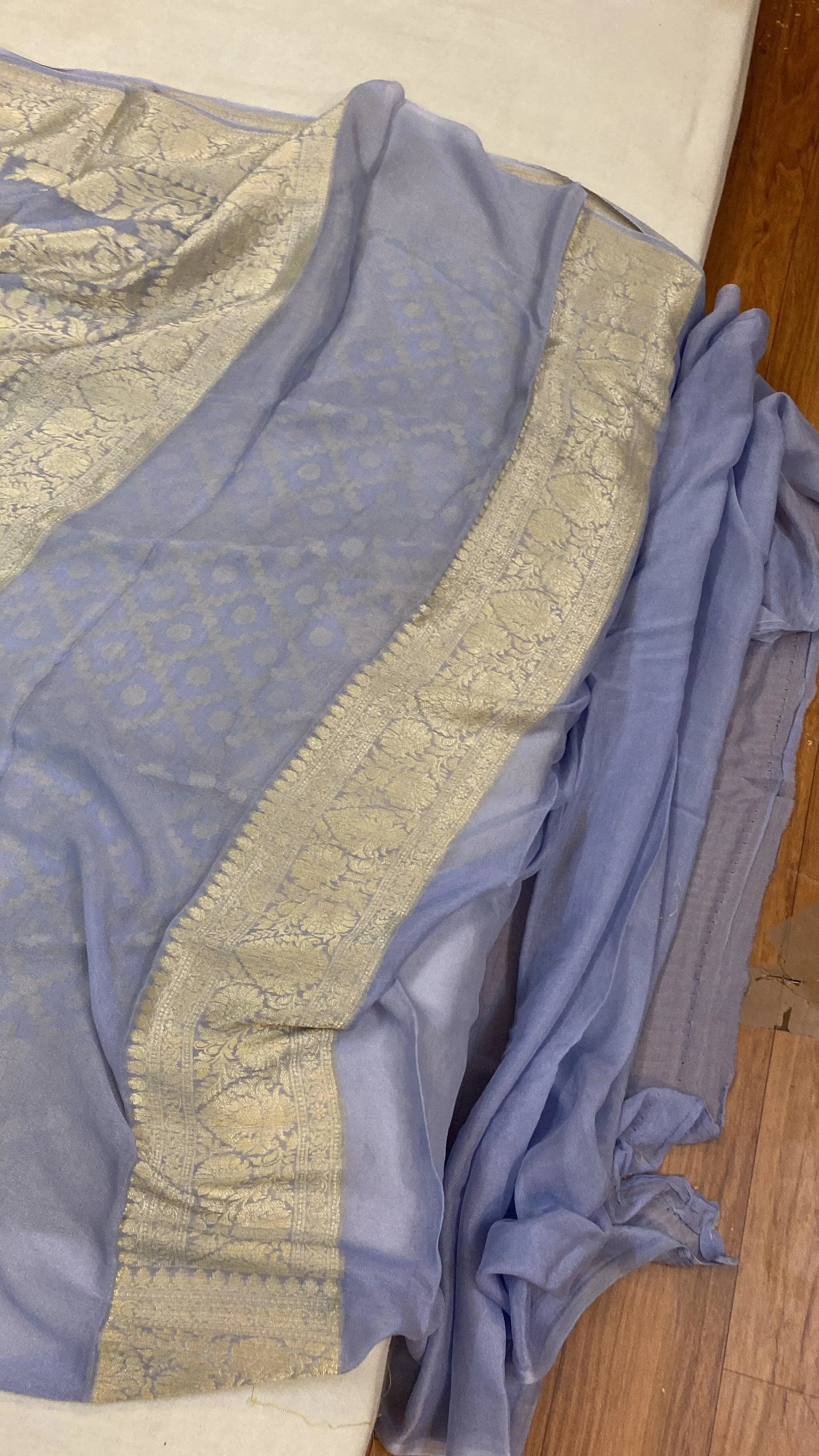 Blue Pure Khaddi Georgette Banarasi Sari