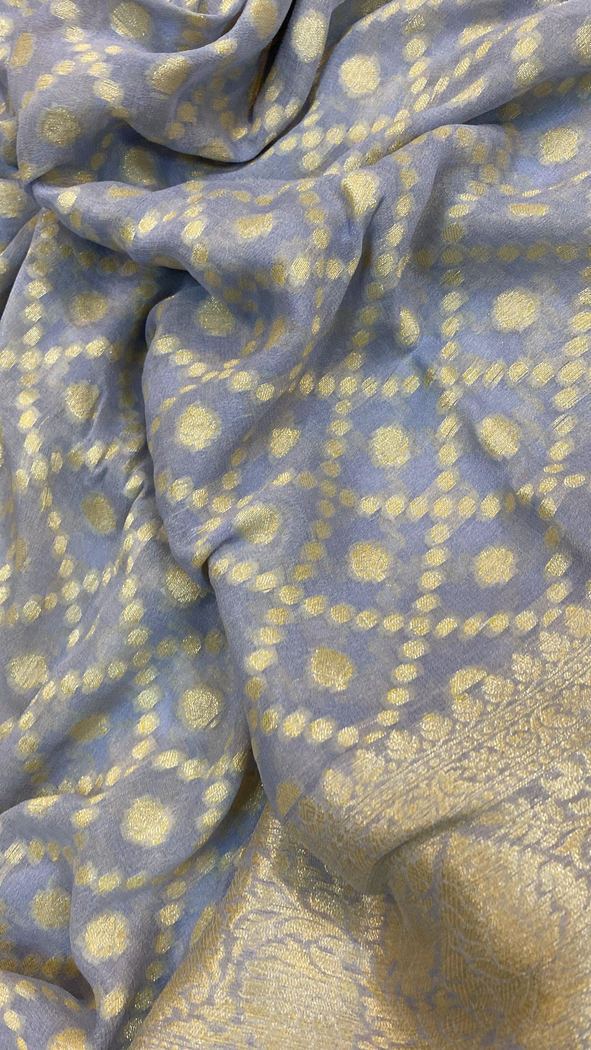 Blue Pure Khaddi Georgette Banarasi Sari