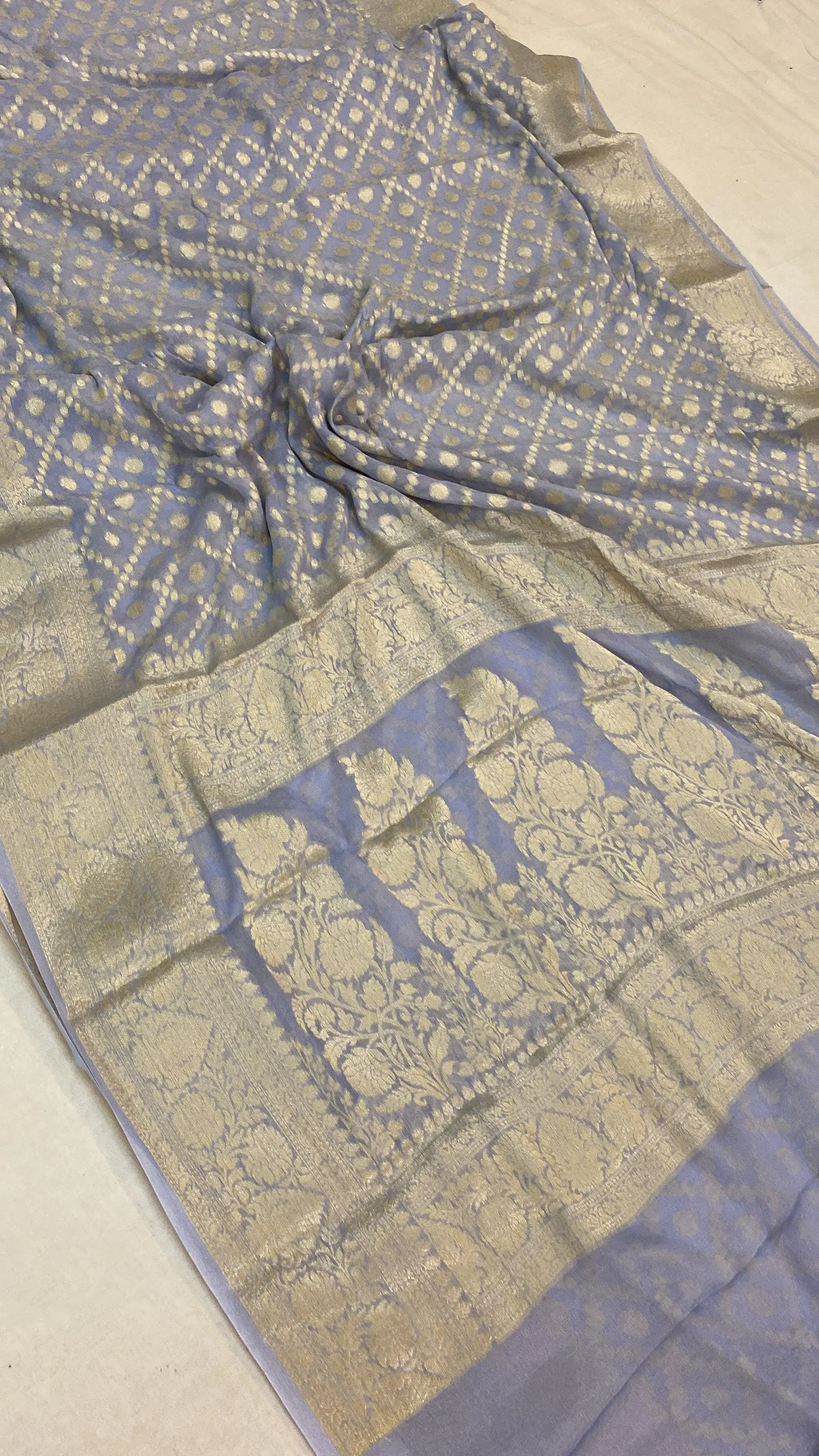 Blue Pure Khaddi Georgette Banarasi Sari