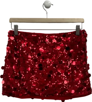 finesse Red Sequins Mini Skirt UK S