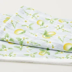 Fresh Picked Lemons - Tossed Lemon Flowers Grey 2 Yard Cut