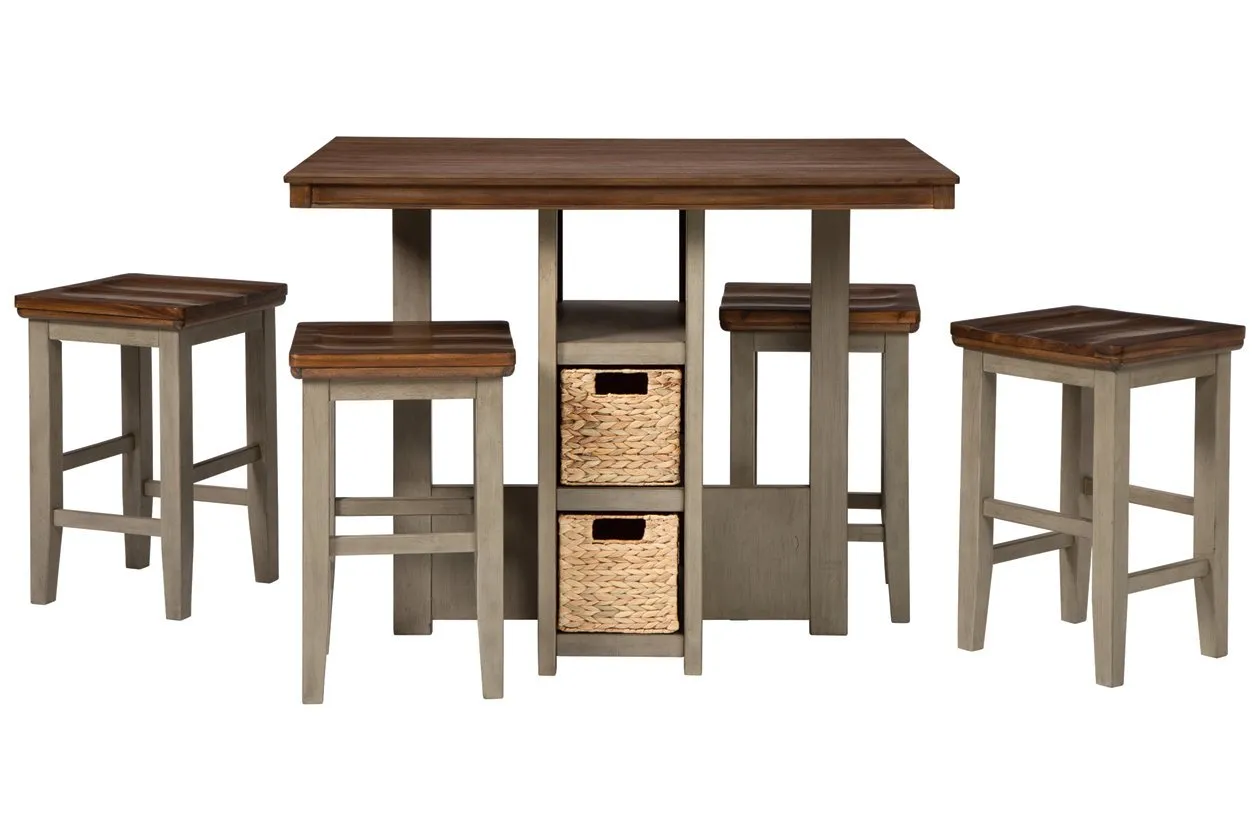 Lettner Gray/Brown Counter Height Dining Table and Bar Stools (Set of 5)