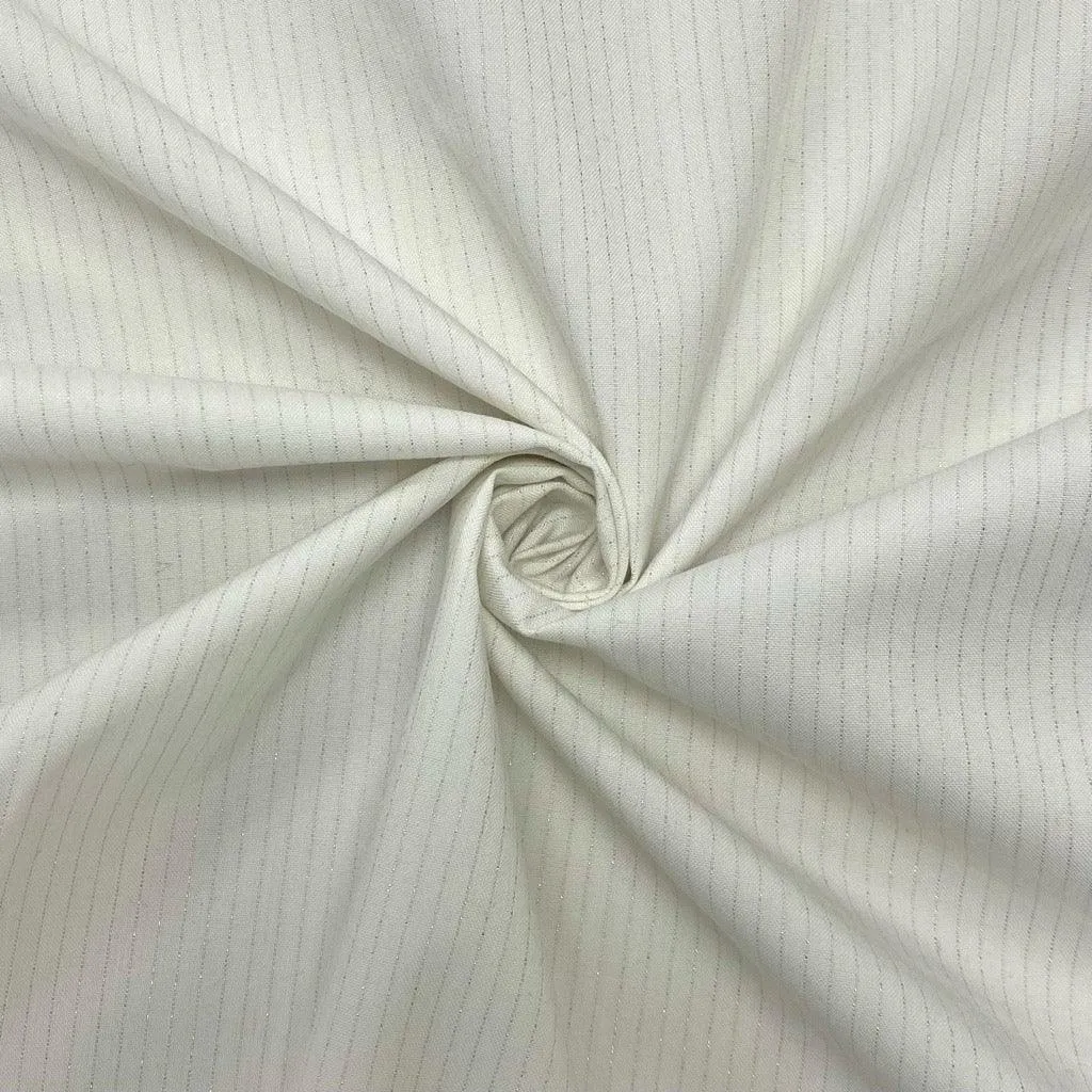 Lurex Striped Ivory Polyester Fabric