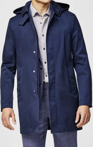 Olmetex Blue Cotton Blend Unconstructed Water-Repellent Coat