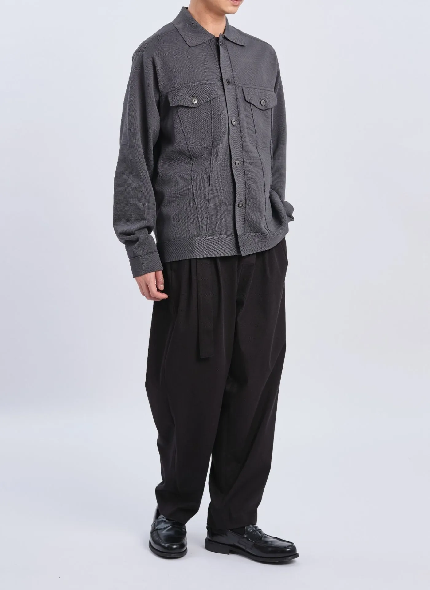 Polyester Business Knit Trucker Jacket