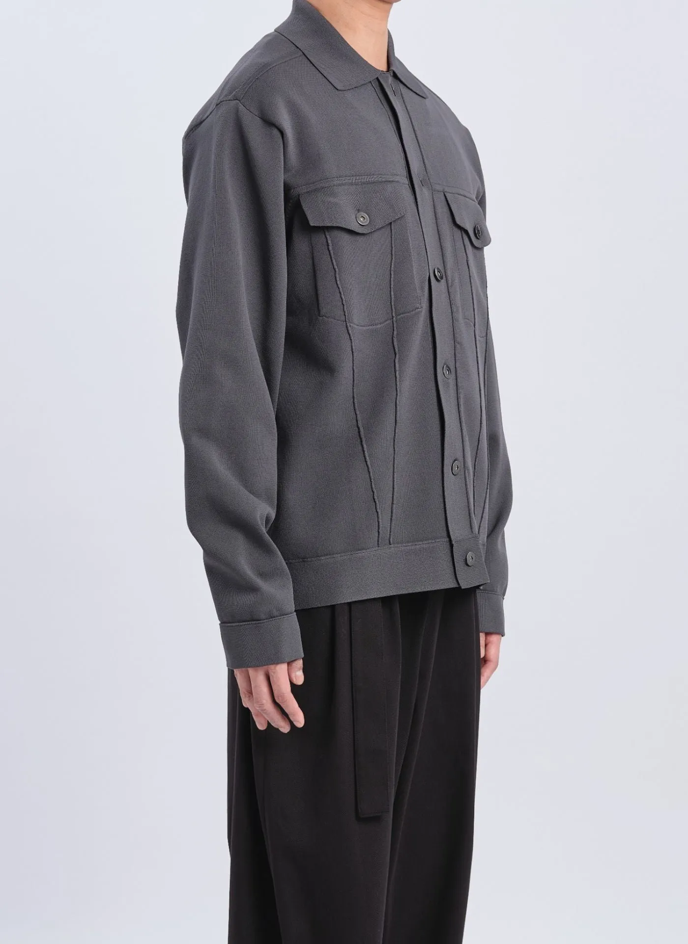 Polyester Business Knit Trucker Jacket