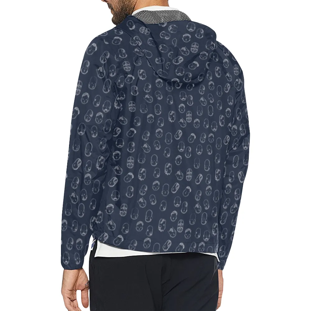 Robot Heads Pattern Windbreaker Zipper Hoodie