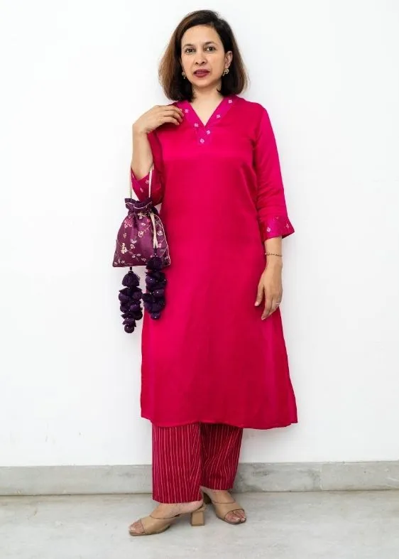 Rua Embroidered Potli - Purple - AM-PT-0225-0008