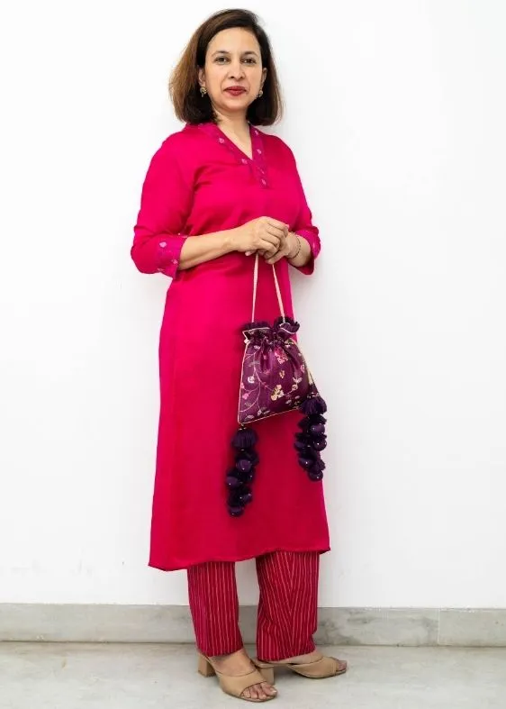 Rua Embroidered Potli - Purple - AM-PT-0225-0008