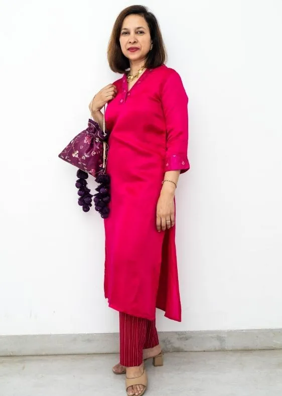 Rua Embroidered Potli - Purple - AM-PT-0225-0008