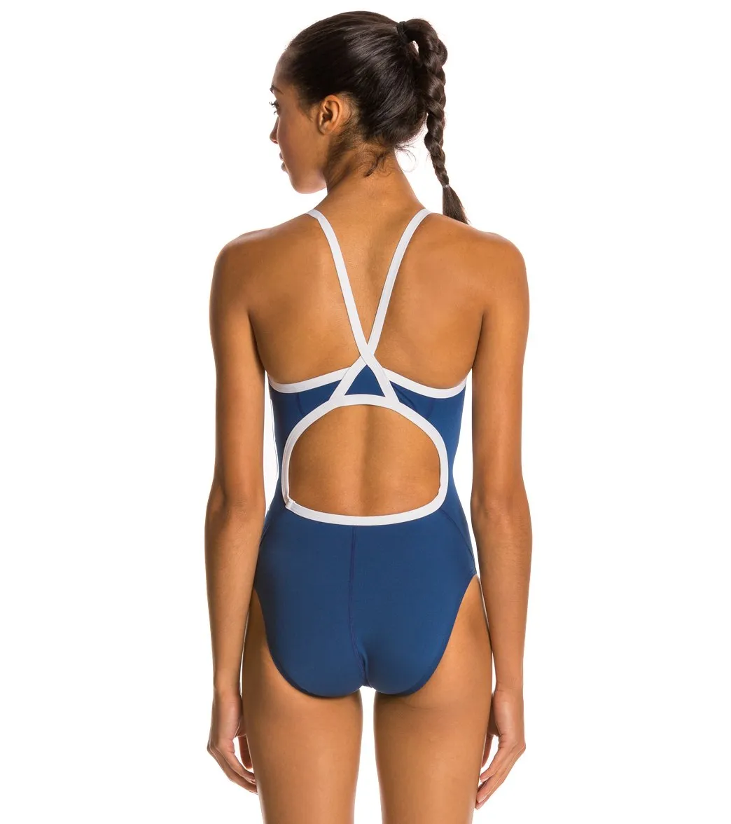 Speedo Endurance Flyback Solid Youth Swimsuit - Navy/White