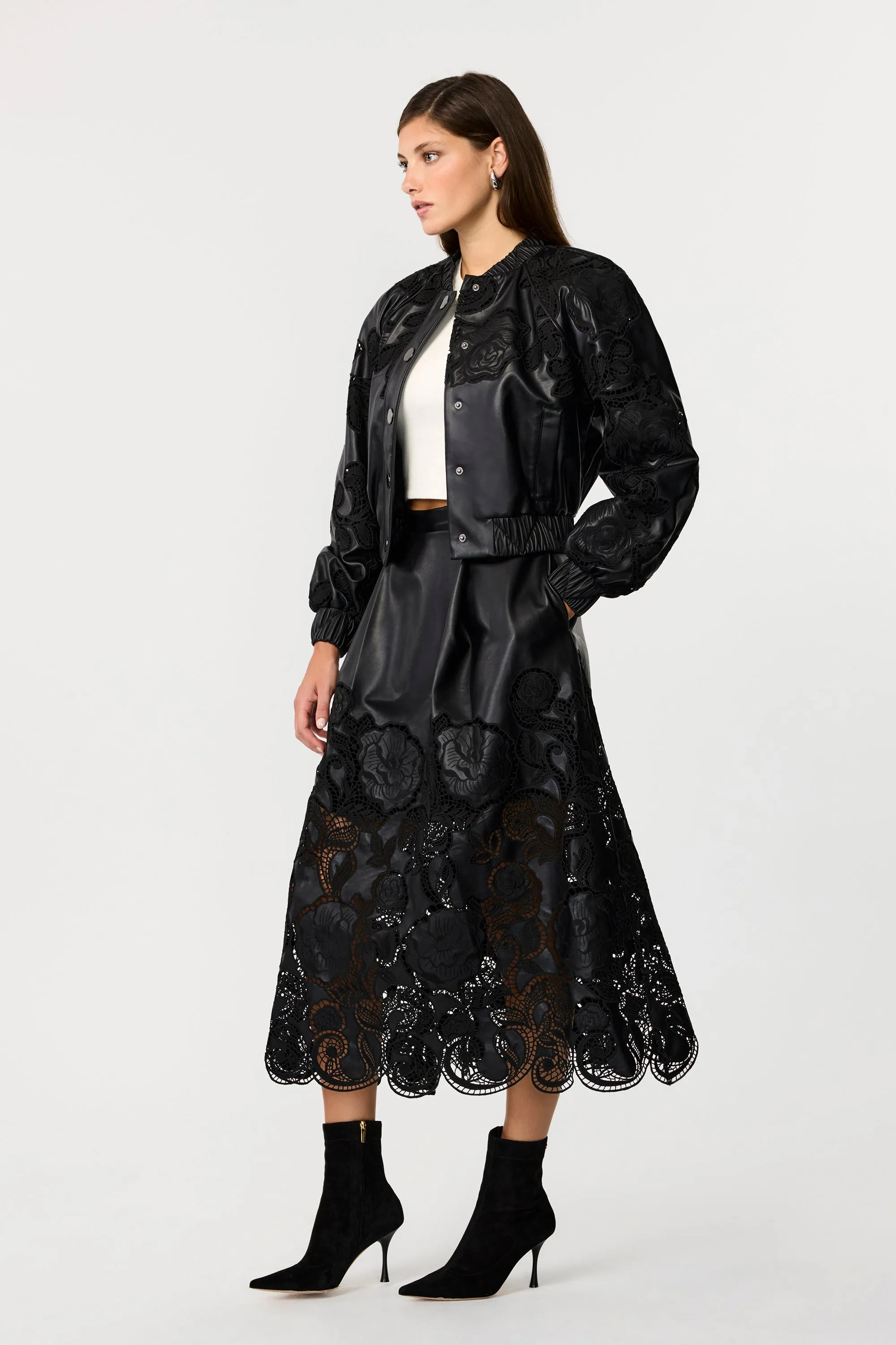 Stacey Vegan Leather Lace Skirt