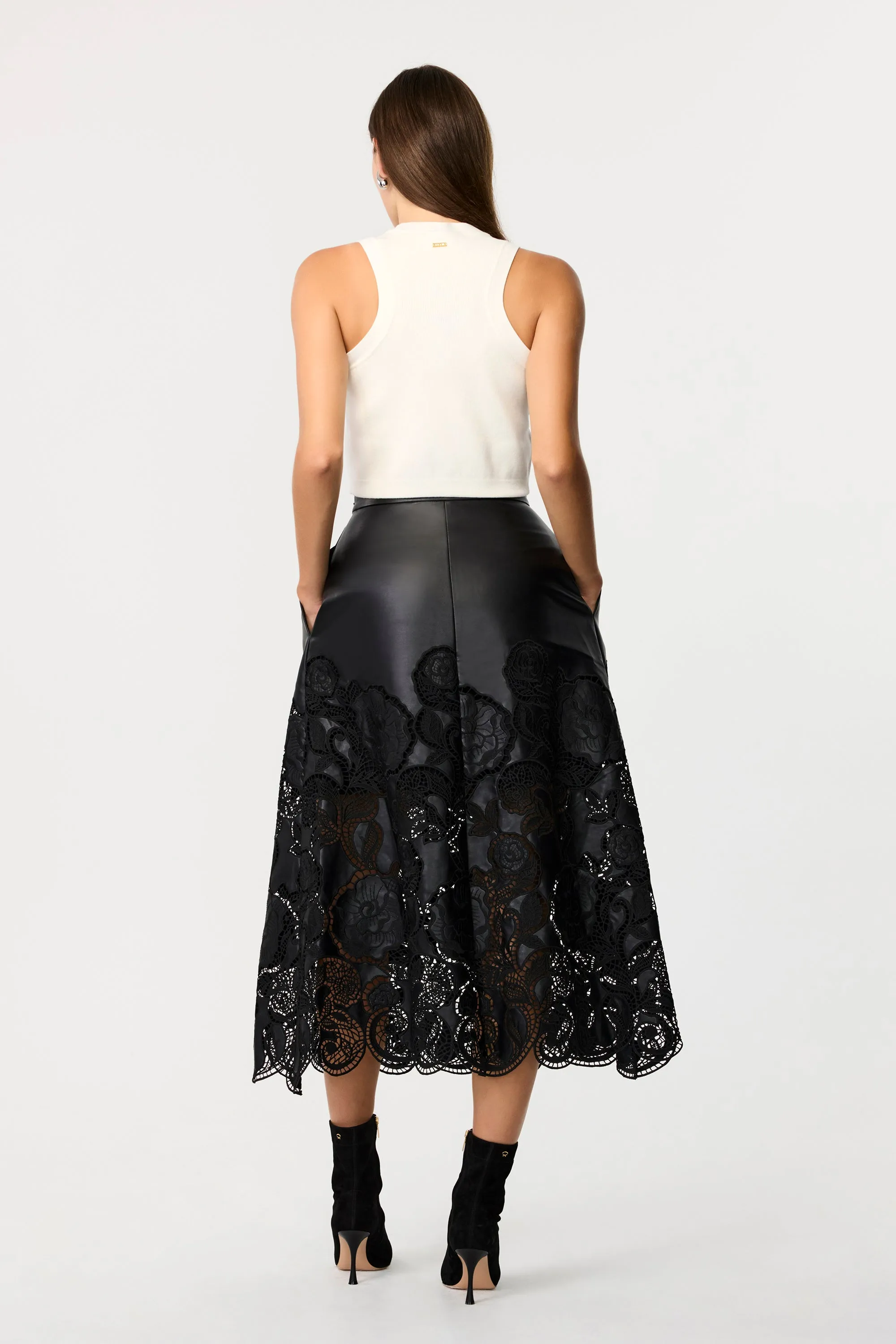 Stacey Vegan Leather Lace Skirt