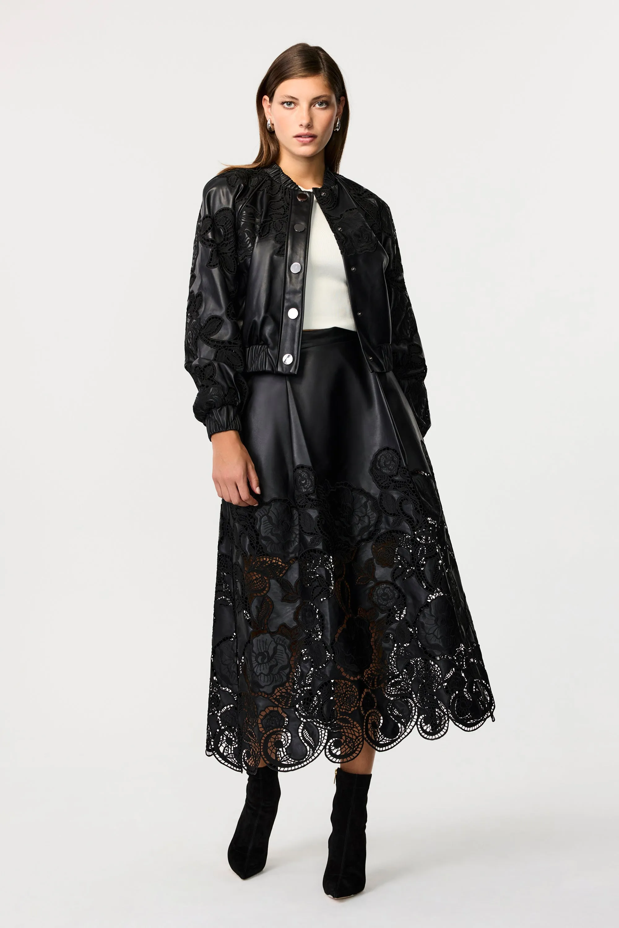 Stacey Vegan Leather Lace Skirt