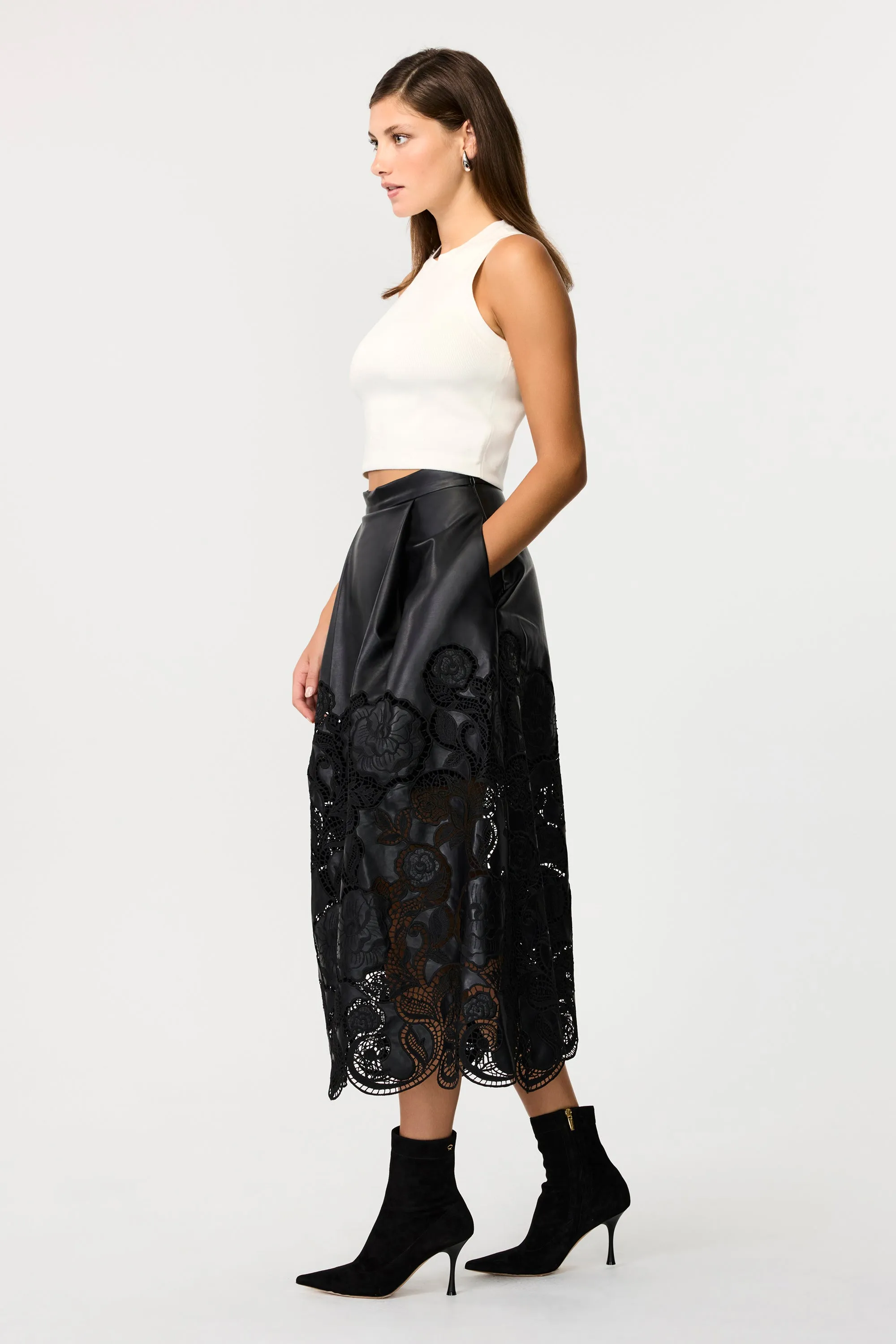 Stacey Vegan Leather Lace Skirt