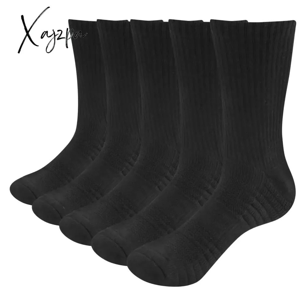 Xajzpa Men Thick Breathable Cotton Cushion Crew Outdoor Sports Hiking Trekking Socks Work Boot Socks For Men 37-46 EU