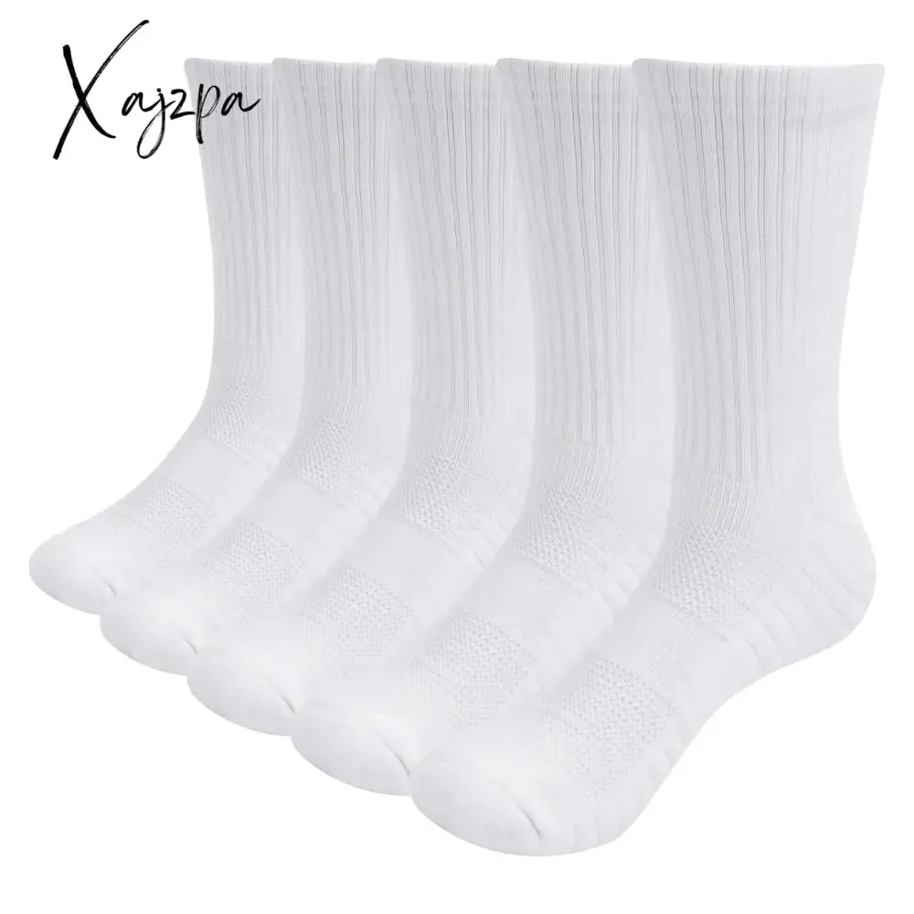 Xajzpa Men Thick Breathable Cotton Cushion Crew Outdoor Sports Hiking Trekking Socks Work Boot Socks For Men 37-46 EU