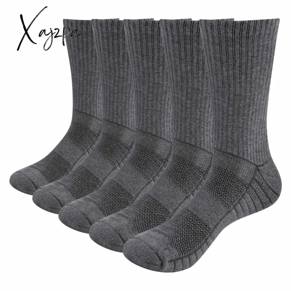 Xajzpa Men Thick Breathable Cotton Cushion Crew Outdoor Sports Hiking Trekking Socks Work Boot Socks For Men 37-46 EU